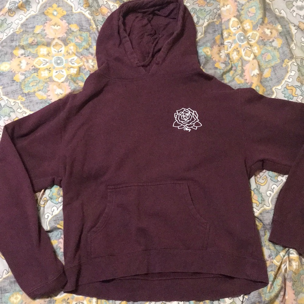 Obey brand Maroon cropped hoodie